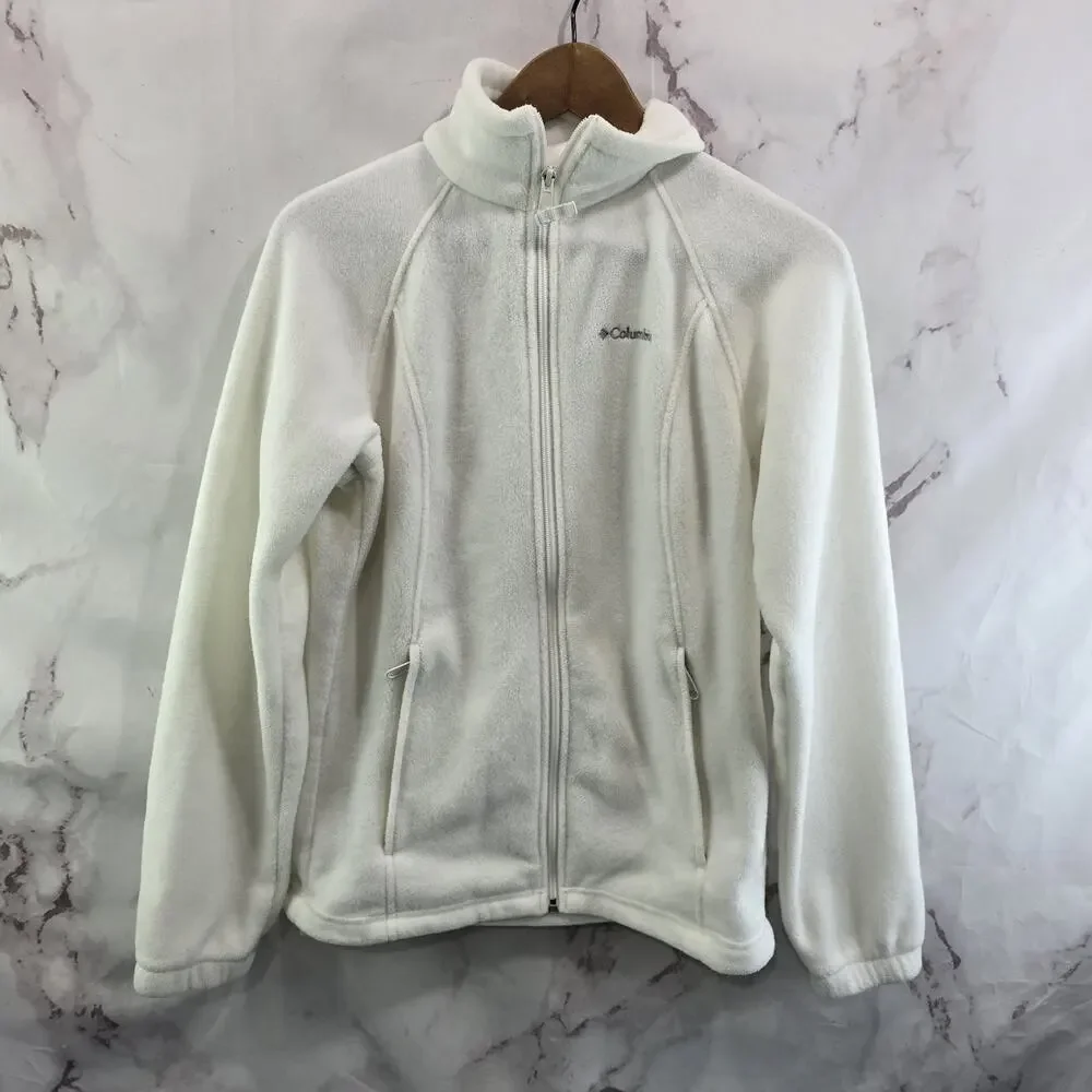 Columbia Jacket Womens Small White Full Zip Fleece Steens Mountain